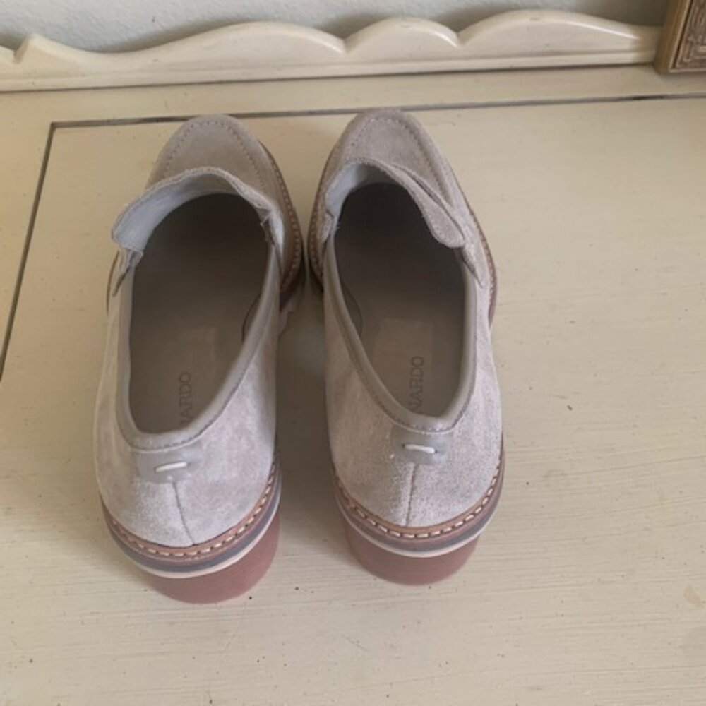 Bernardo Heels | Bernardo SA42J Selma Suede Leather Beige Stacked Block 1.75” He - Picture 5 of 9